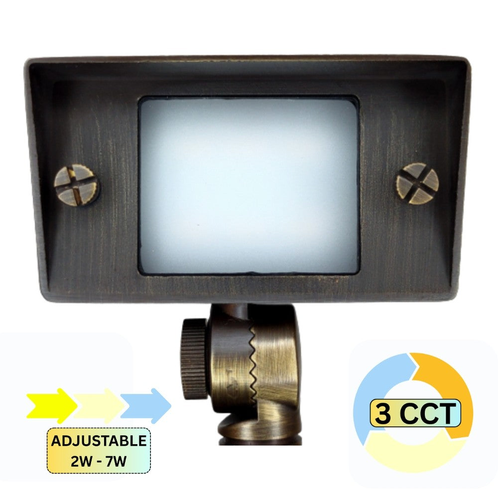 Abba Lighting FPBCC04-DB 3CCT Brass LED Flood Light 2W-7W Dark Brass