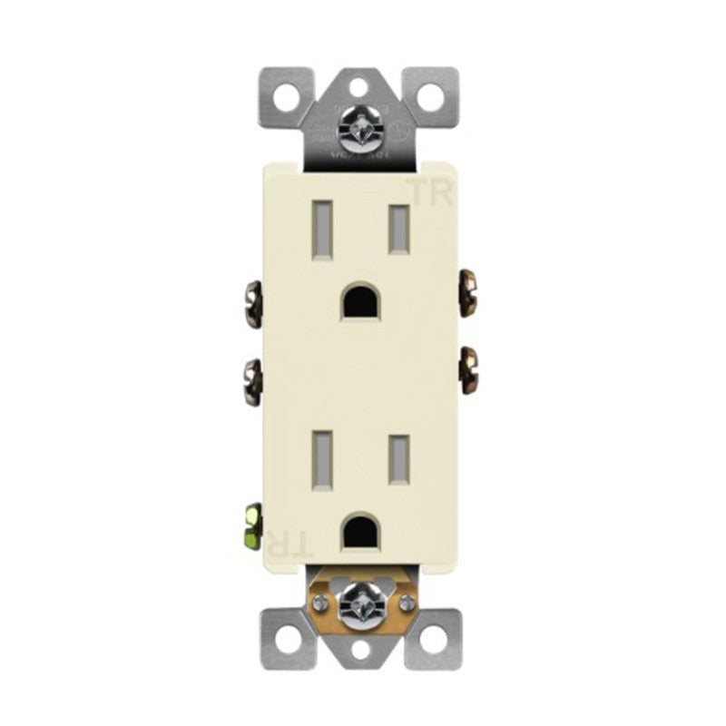 Enerlites Resi Decorator Tr Receptacle Self-Grd 15A 125V 5-15R Light Almond 61501-TR-LA