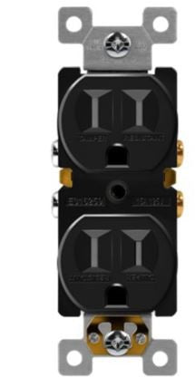 Enerlites Resi Duplex Tr Receptacle Self-Grd 15A 125V 5-15R Black 61580-TR-BK