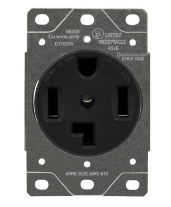 Enerlites Ind Flush Mount Receptacle 14-30R 3P 4W 30A 125/250V Black 66300-BK