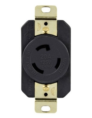 Enerlites Ind Locking Receptacle 2P 3-Way L5-20R 20A 125V Black 66400-BK