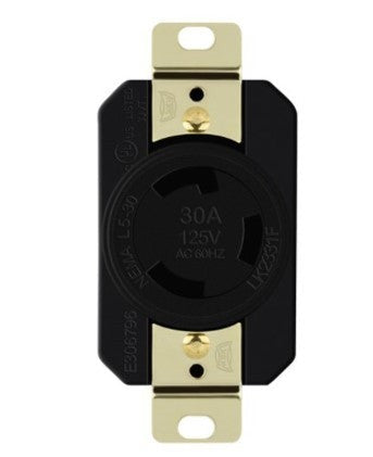 Enerlites Ind Locking Receptacle 2P 3-Way Grd L5-30R 30A 125V Black 66440-BK