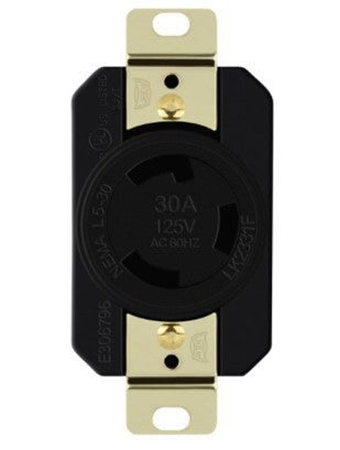Enerlites Ind Locking Receptacle 2P 3-Way Grd L6-30R 30A 250V Black 66460-BK