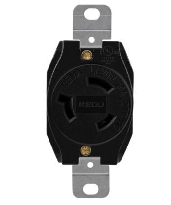 Enerlites Ind Locking Receptacle 2P 3-Way L7-20R 20A 277V Black 66510-BK