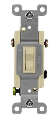Enerlites Comm Toggle Switch 3-Way 20A 120/277V Ivory 83200-I