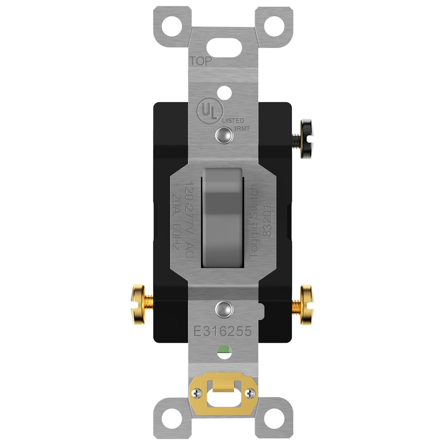 Enerlites Comm Hd Toggle Switch 3-Way 20A 120/277V Gy 83201-GY