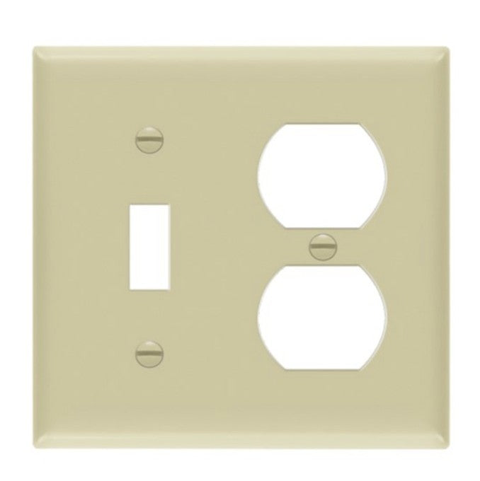 Enerlites Standard 2-Gang 1 Toggle 1 Duplex Wall Plate Ivory 881121-I