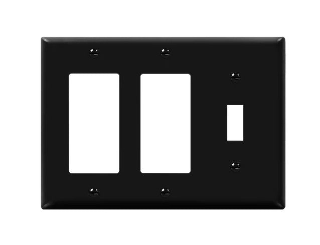 Enerlites Standard 3-Gang 1 Toggle 2 Decorator/GFCI Wall Plate Black 881132-BK