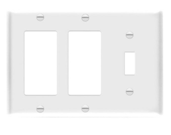 Enerlites Standard 3-Gang 1 Toggle 2 Decorator/GFCI Wall Plate White 881132-W