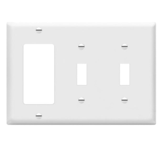Enerlites Standard 3-Gang 2 Toggle 1 Decorator/GFCI Wall Plate White 881231-W