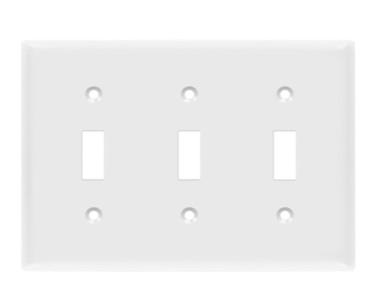 Enerlites Standard 3-Gang Toggle Wall Plate White 8813-W