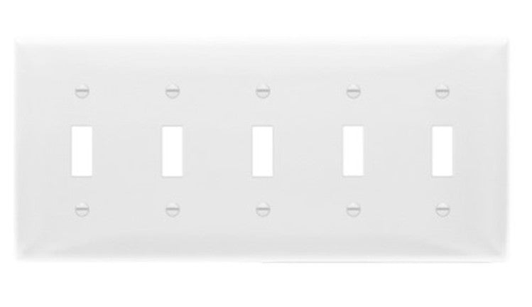 Enerlites Standard 5-Gang Toggle Wall Plate White 8815-W