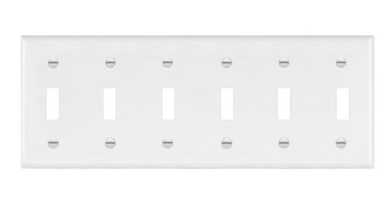 Enerlites Standard 6-Gang Toggle Wall Plate White 8816-W