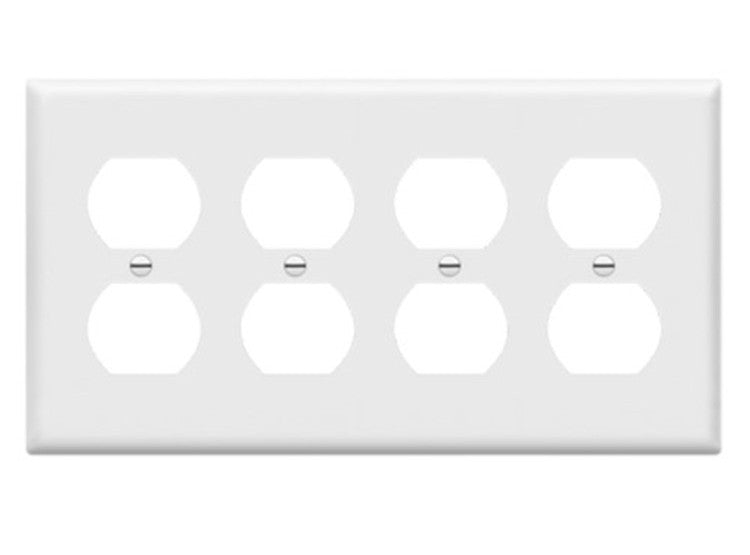 Enerlites Standard 4-Gang Duplex Wall Plate White 8824-W