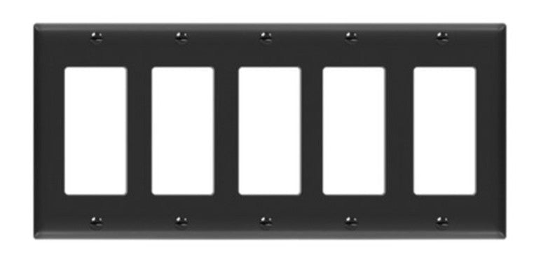 Enerlites Standard 5-Gang Decorator/GFCI Wall Plate Black 8835-BK
