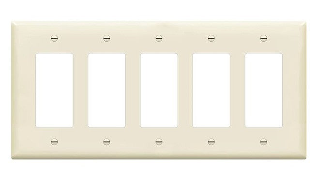 Enerlites Mid-Size 5-Gang Decorator/GFCI Wall Plate Light Almond 8835M-LA