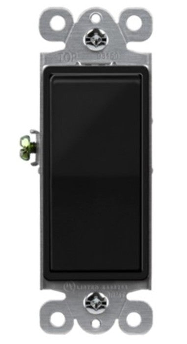 Enerlites Resi Decorator Switch Quiet 15A 3-Way 120-277V Black 93150-BK