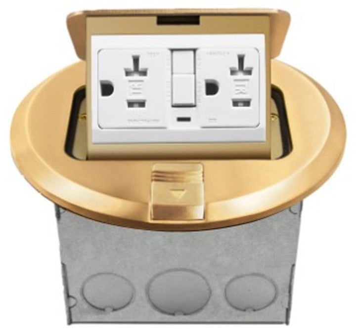 Enerlites Round Pop-Up Fb Kit With 20A GFCI Brass 961501-C-GFCI