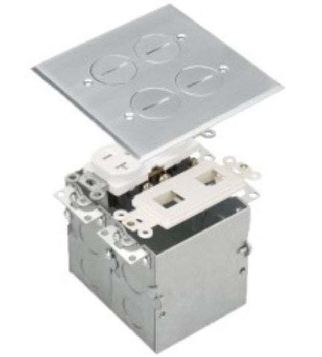 Enerlites 2-Gang Round Lids Fb Kit With 20A Twr Duplex / Datacom Stainless Steel 975510-SS-D