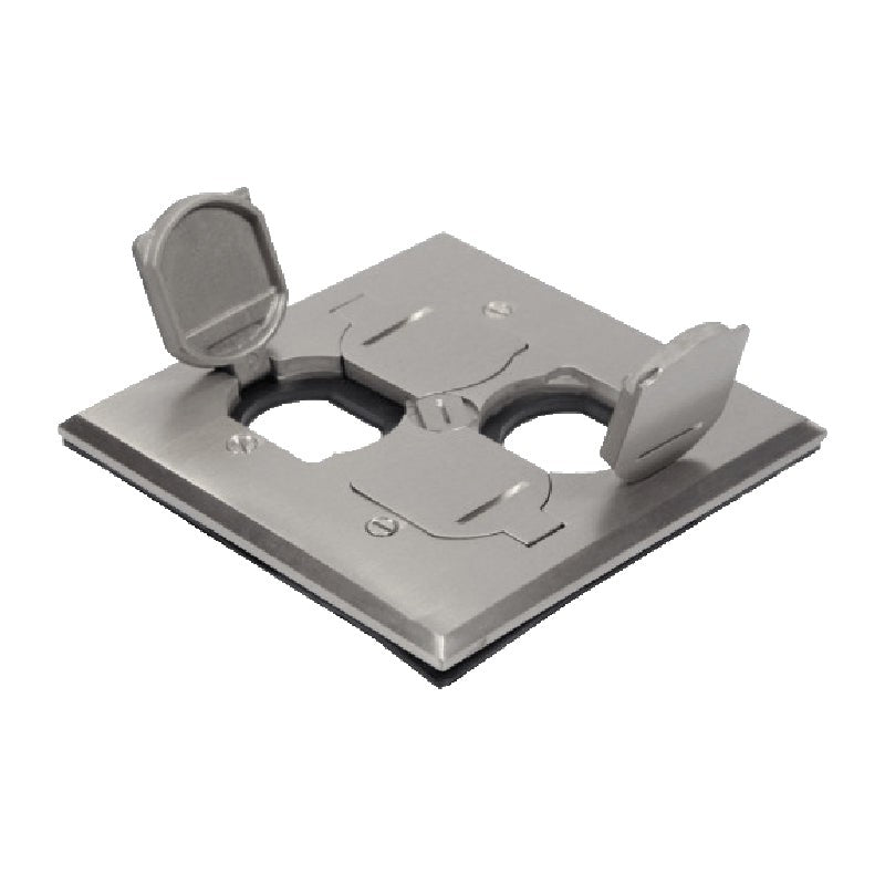 Enerlites 2-Gang Flip Lid Cover & Gasket, Nickel Plated Brass C975549-S