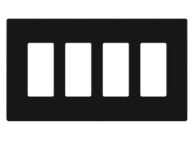 Enerlites Mid-Size Snap In Screwless 4-Gang Decorator/GFCI Wall Plate Black SI8834M-BK