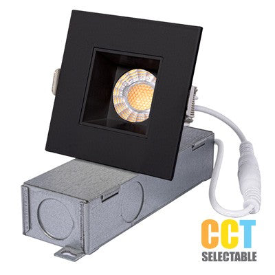 Lighting Spot 26 2 in. 8W 450-500lm 3CCT selectable Square Smooth Canless Matte Black Canless LED Downlight LS-CS-2SQ-S-3C...