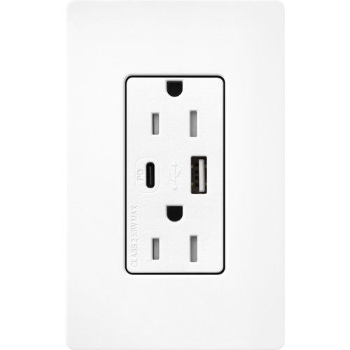 Lutron SCR-15-ACTR-BW USB Receptacle