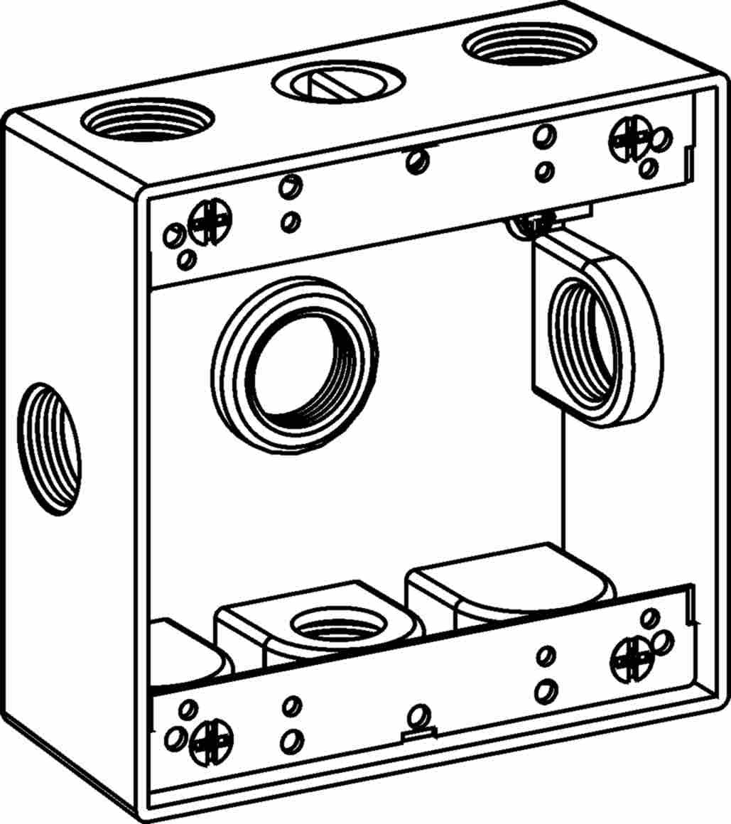Orbit 2-Gang Gray Weatherproof Box 6 Hub 1/2 in 2 in Deep 2B50-6X - SKU 2B506X