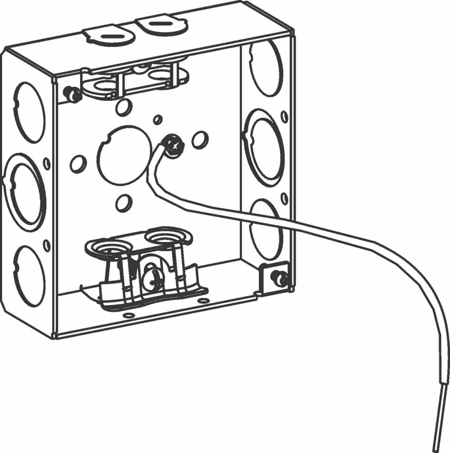 Orbit 4 in Square 1-1/2 in Deep 4S Square Steel Box MC Clamp With Pigtail 4SB-MC-PT