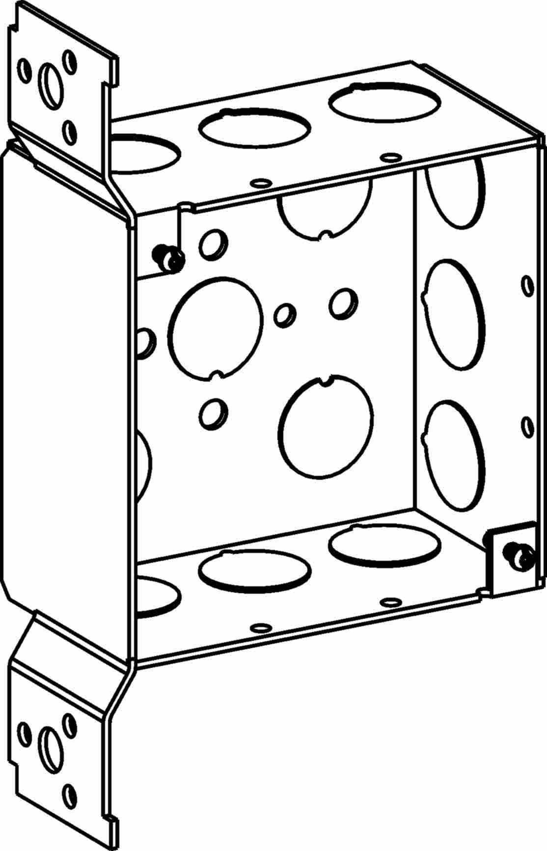 Orbit 4 in Square 2-1/8 in Deep 4S Square Steel Box 1/2 in Knockouts FB Bracket 4SDB-50-FB