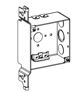 Orbit 4 in W X 4 in H 2-1/8 in Deep 4S Square Steel Box NM Clamp, Bracket, Wood Stud Bracket 4SDB-NM-WB