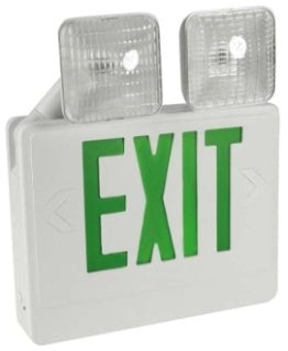 Orbit LED Exit and Emergency Combo with Adjustable Head, Black Housing, Green Letters EECLABG