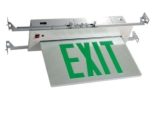 Orbit LED Recessed Edge-Lit Exit Sign, White Casing, 2 Face, Green Letters, Battery Backup ESREW2GEB