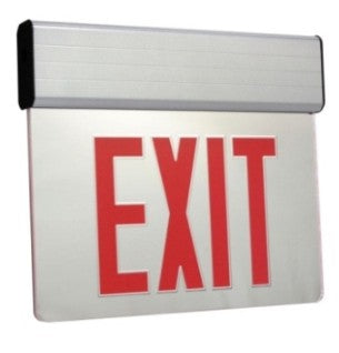 Orbit LED Surface Edge-Lit Exit Sign, White Casing, 1 Face, Red Letters, Battery Backup ESSEW1REB