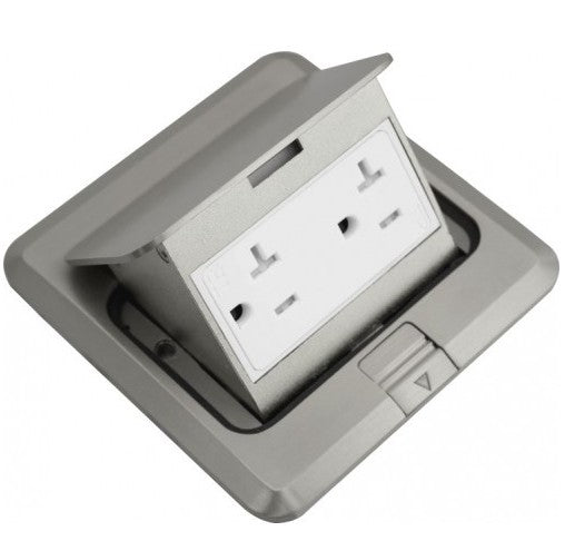 Orbit Floor Box Square Popup Cover Only Wduplex Recep(T.R), Stainless Steel FLBPUDSCSS
