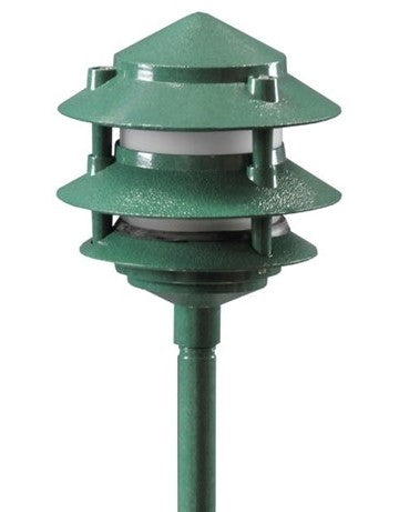 Orbit LED 2W Outdr 3 Tier Pgoda Clr Lens Cst Aluminum, 12V, 4700 Kgrn L2030GNCCW