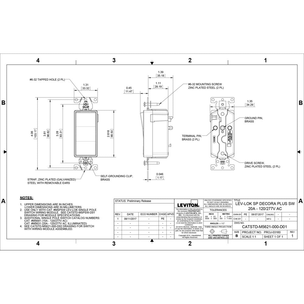 Leviton M5621 Lev-Lok Modular Device