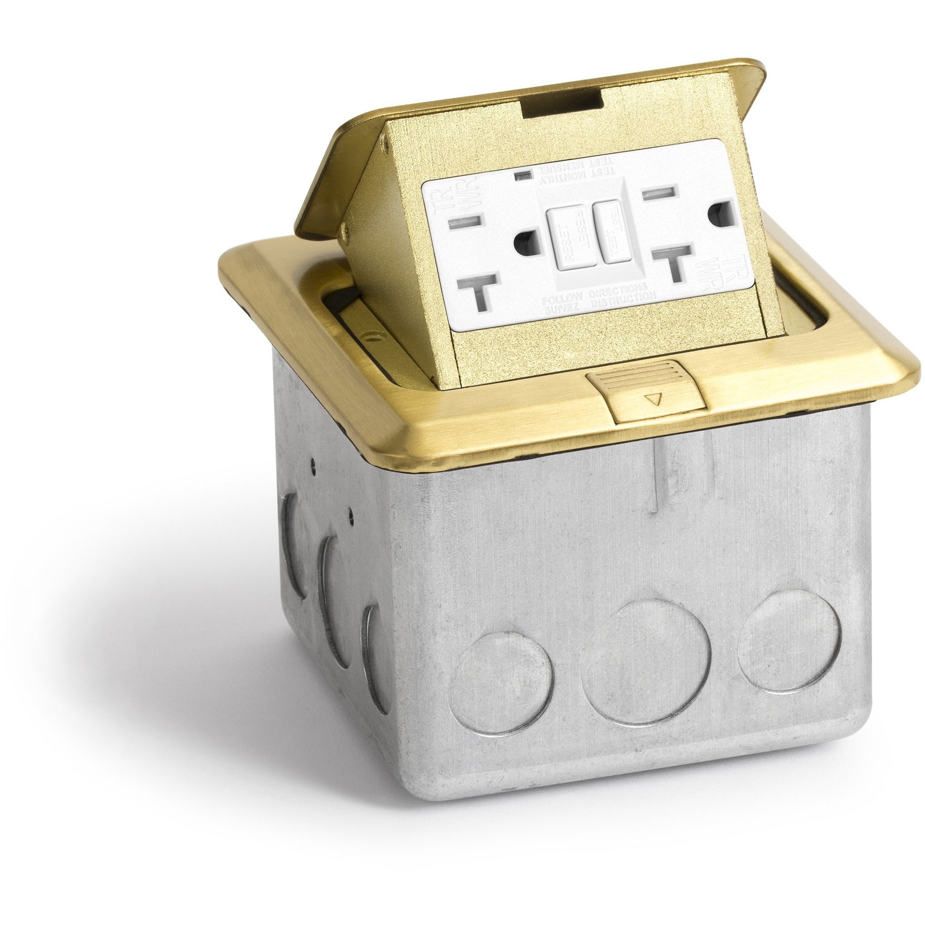 Lew Electric PUFP-SQ-BR-GFI Brass floor box