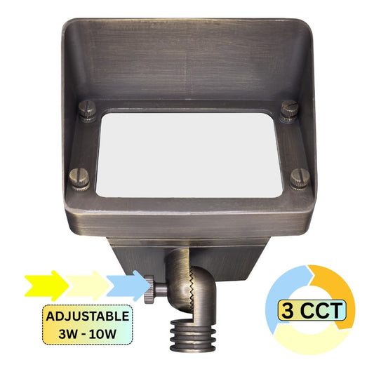 Abba Lighting FPBCC05 3CCT Brass LED Flood Light 3W-10W