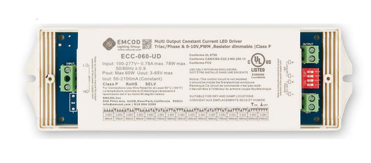 EMCOD ECC-010-UD Constant Current 5-in-1 Dimmable LED Driver 10W 3-42VDC Class 2