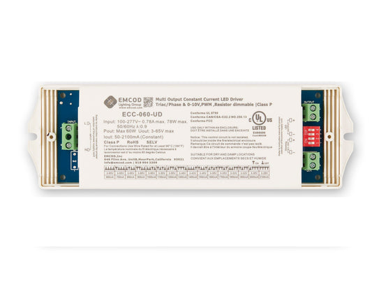 EMCOD ECC-020-UD Constant Current 5-in-1 Dimmable LED Driver 20W 3-42VDC Class 2