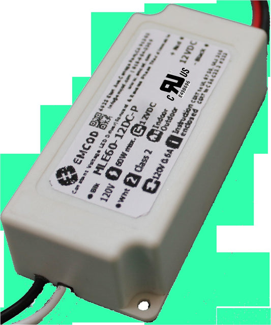 EMCOD MLE60-12DC-P Low Profile Phase-Cut Dimmable LED Driver 60W 12VDC Class 2