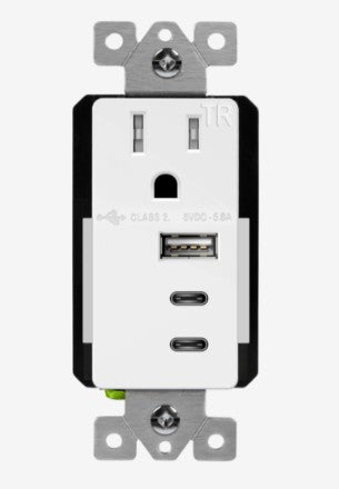 Enerlites Single Receptacle With 1A2C 5.8A 15A- Cu White 61150-A2C5-CU-W