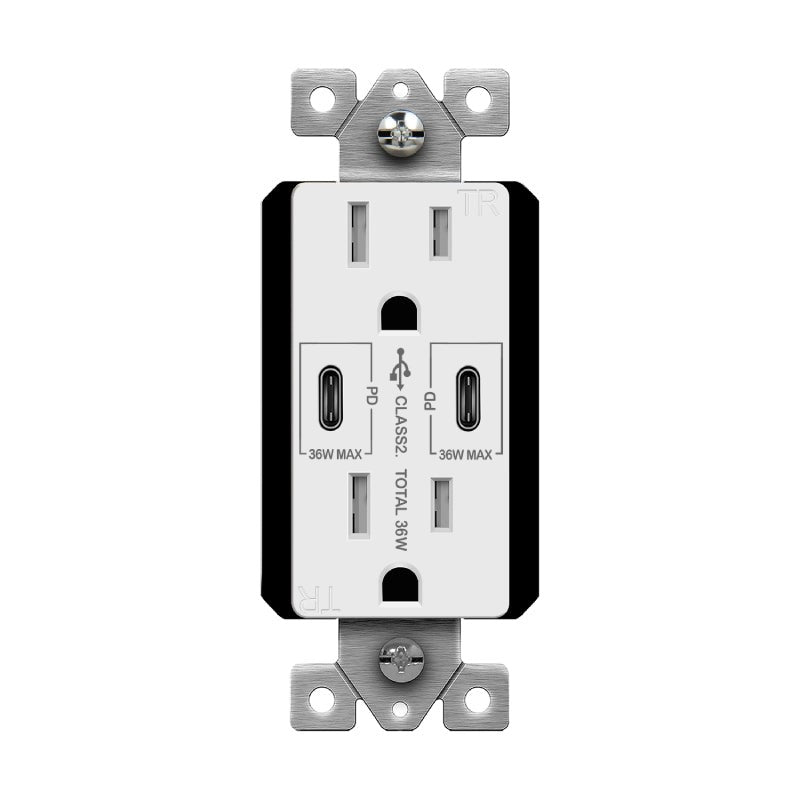 Enerlites USB Pd Tr Receptacle 15A 125V 5-15R 60W White 61501-2C-PD60-W