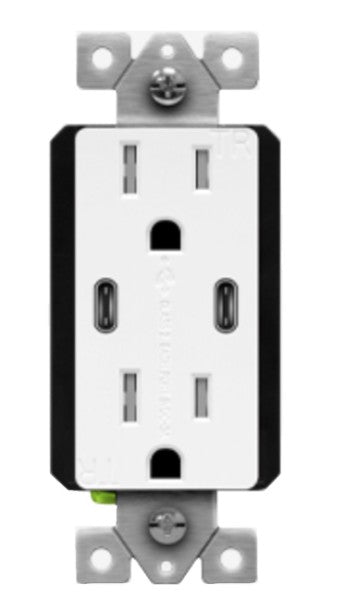 Enerlites USB Tr Receptacle 2C 15A 125V 3.6A White 61501-2C3-W