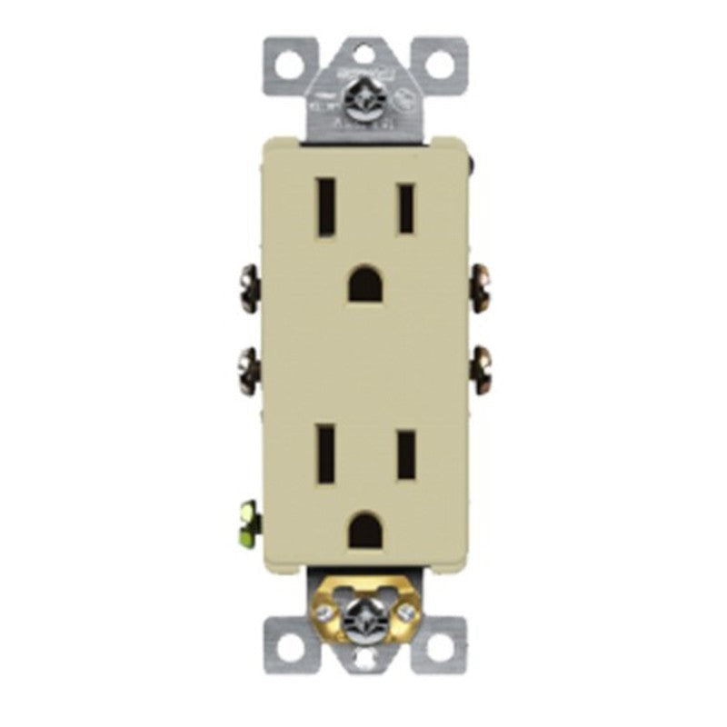 Enerlites Resi Decorator Receptacle Self-Grd 15A 125V 5-15R Ivory 61501-I