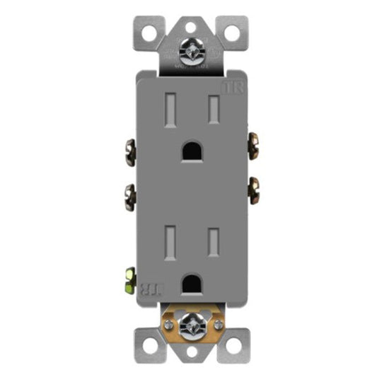 Enerlites Resi Decorator Tr Receptacle Self-Grd 15A 125V 5-15R Gy 61501-TR-GY