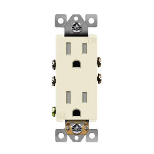 Enerlites Resi Decorator Tr Receptacle Self-Grd 15A 125V 5-15R Light Almond 61501-TR-LA