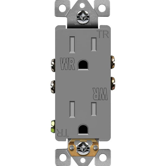 Enerlites Resi Decorator Twr Receptacle 15A 125V 5-15R Gy 61501-TWR-GY