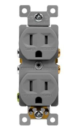 Enerlites Resi Duplex Tr Receptacle Self-Grd 15A 125V 5-15R Gy 61580-TR-GY